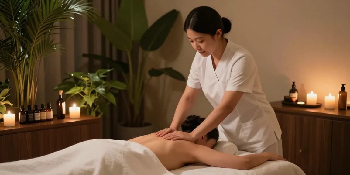 Client enjoying a 대구스웨디시 massage in a tranquil spa environment with aromatic candles and essential oils.