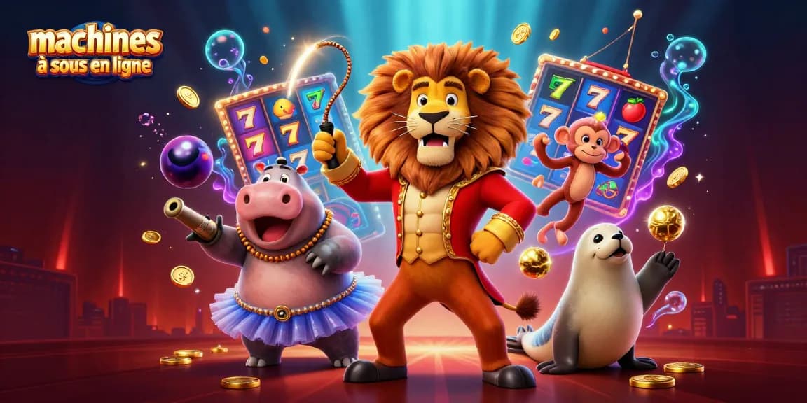 Découvrez les machines à sous en ligne avec des personnages de cirque animés captivants et des éléments de jeu colorés.