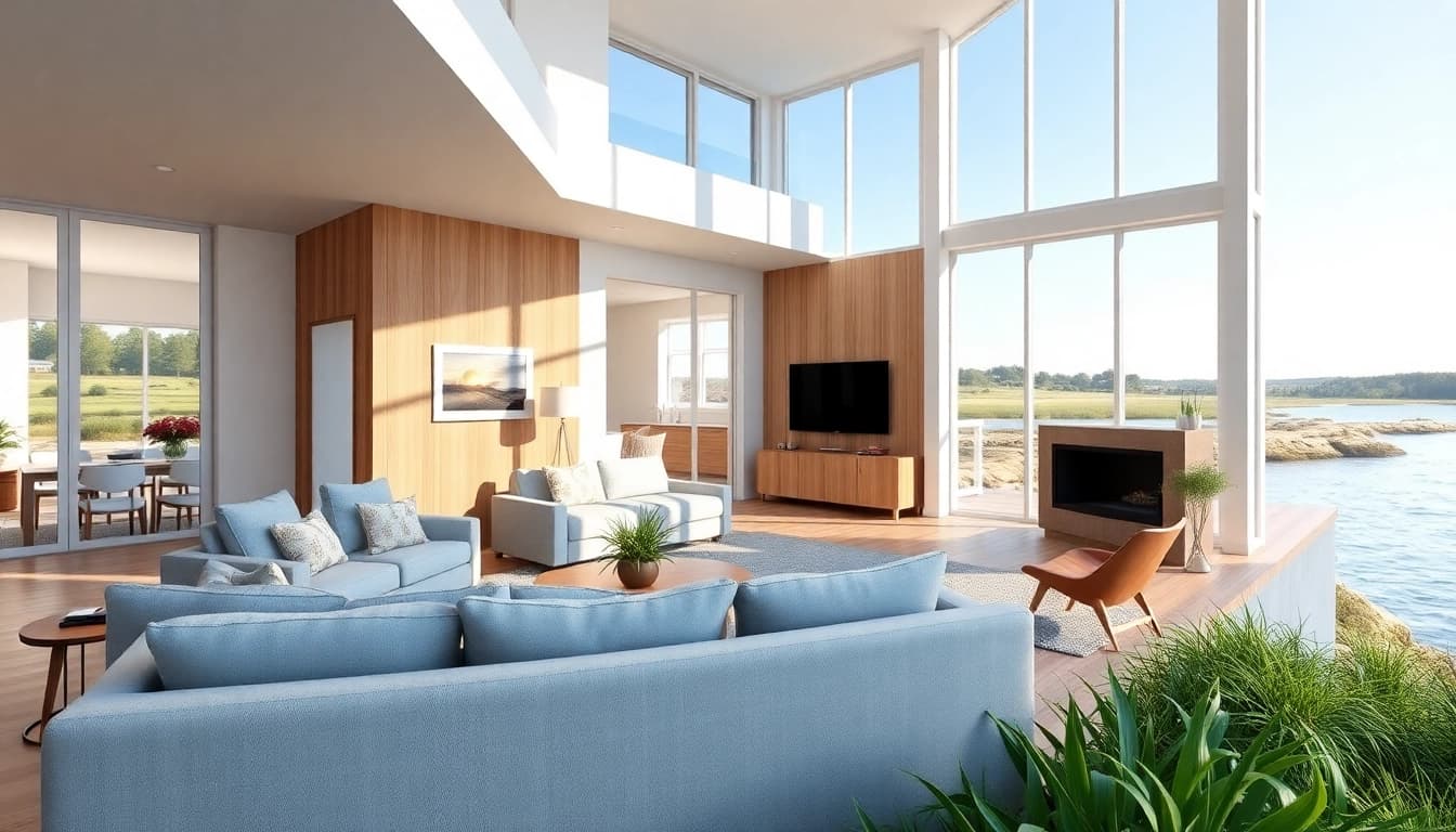 Showcasing Scituate In-Law Expansion with modern architecture and a coastal view.