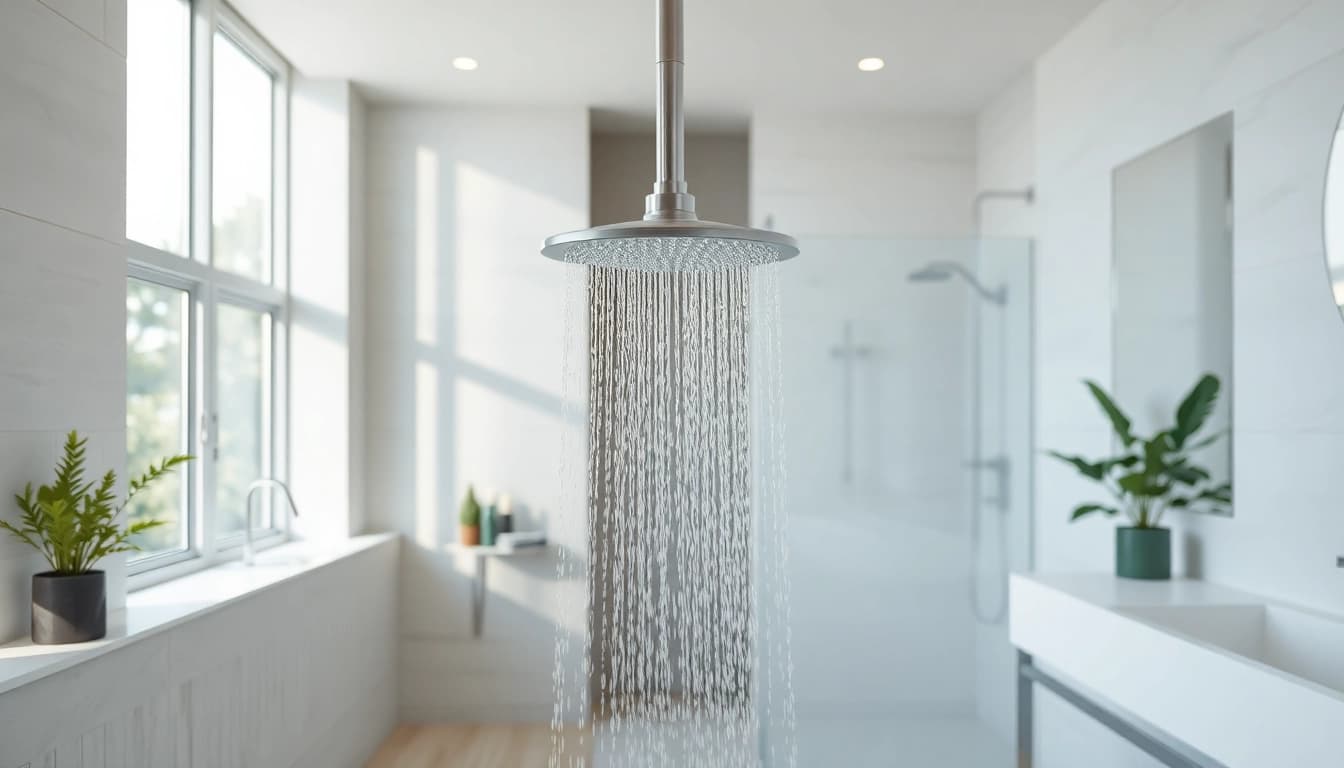 Explore a sleek shower design by sunny shower usa inc, showcasing a bright, modern bathroom atmosphere.
