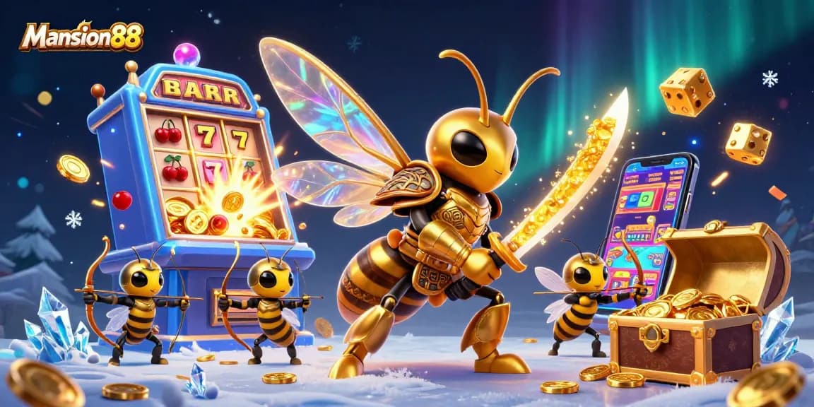 Mansion88 showcases a thrilling online casino scene with vibrant slot machines and exhilarating game elements.