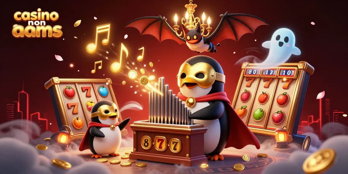 Gioca nei casino non AAMS e scopri slot con simboli fortunati e jackpot enormi in un'immagine vibrante.