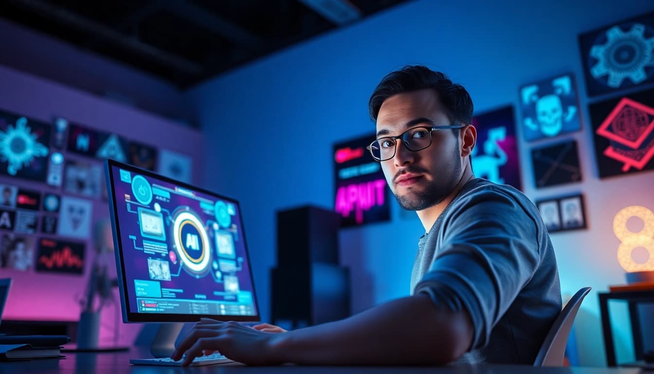 Engaging with innovative NSFW AI technology in a modern workspace.