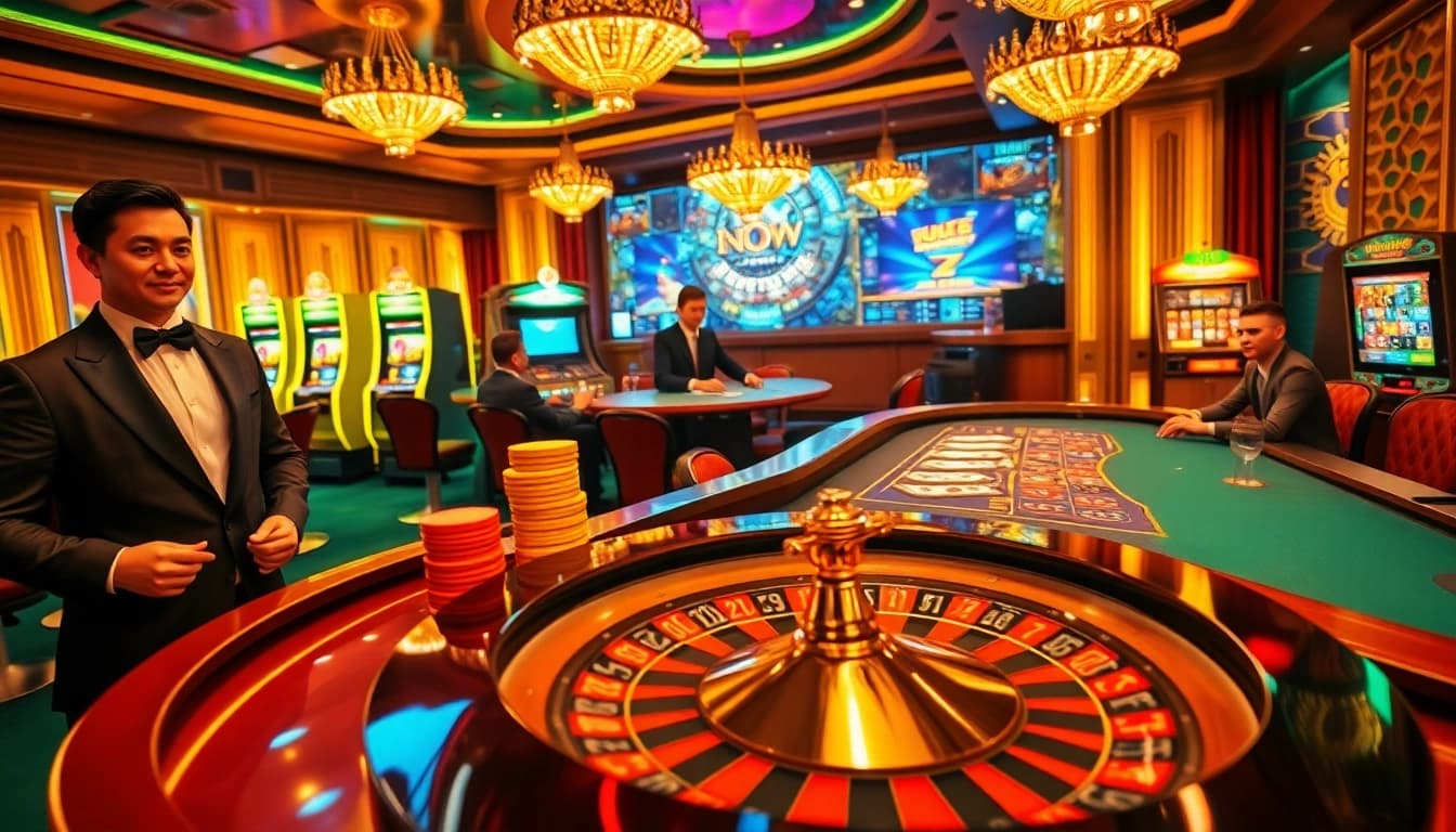 Experience excitement at NOHU90's casino with vibrant roulette and poker action.