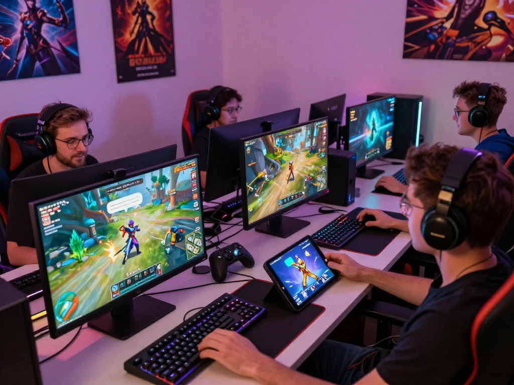 Players enjoying html porn games in a vibrant online gaming setup, showcasing interaction and immersive experiences.
