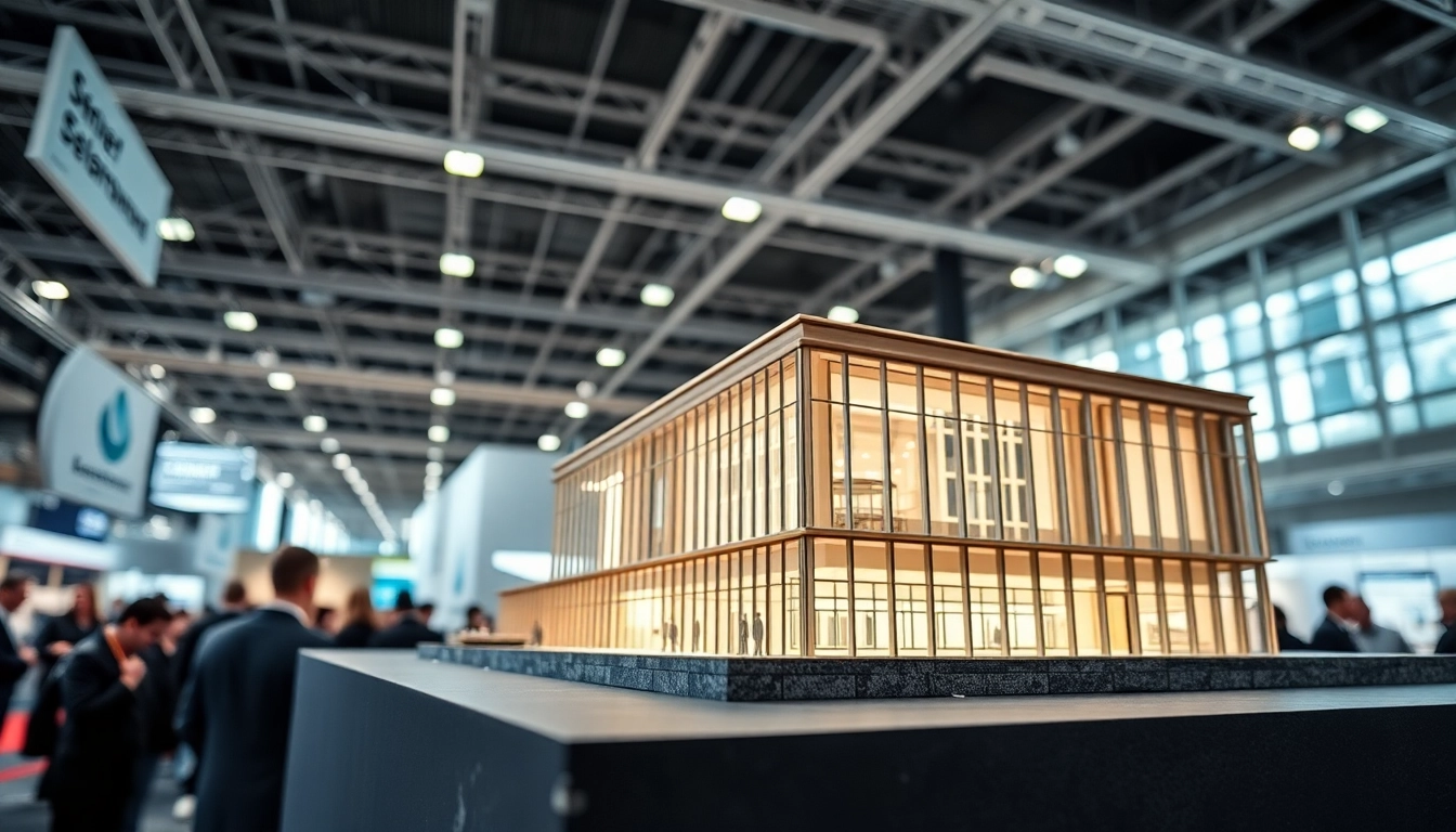 Messemodell in einem Ausstellungsraum, präsentiert mit detaillierter Handwerkskunst und natürlichem Licht.