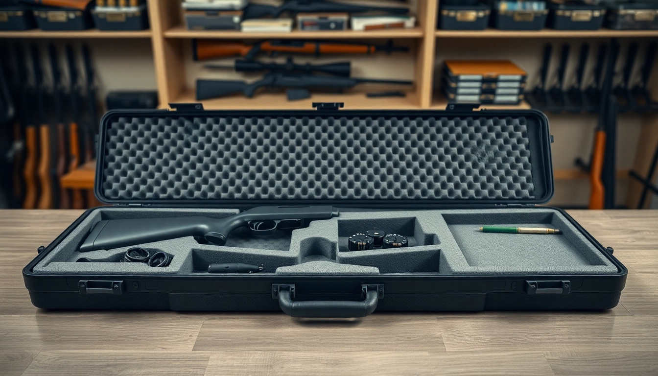 Showcase of foam for rifle case with precision compartments and a clean design.