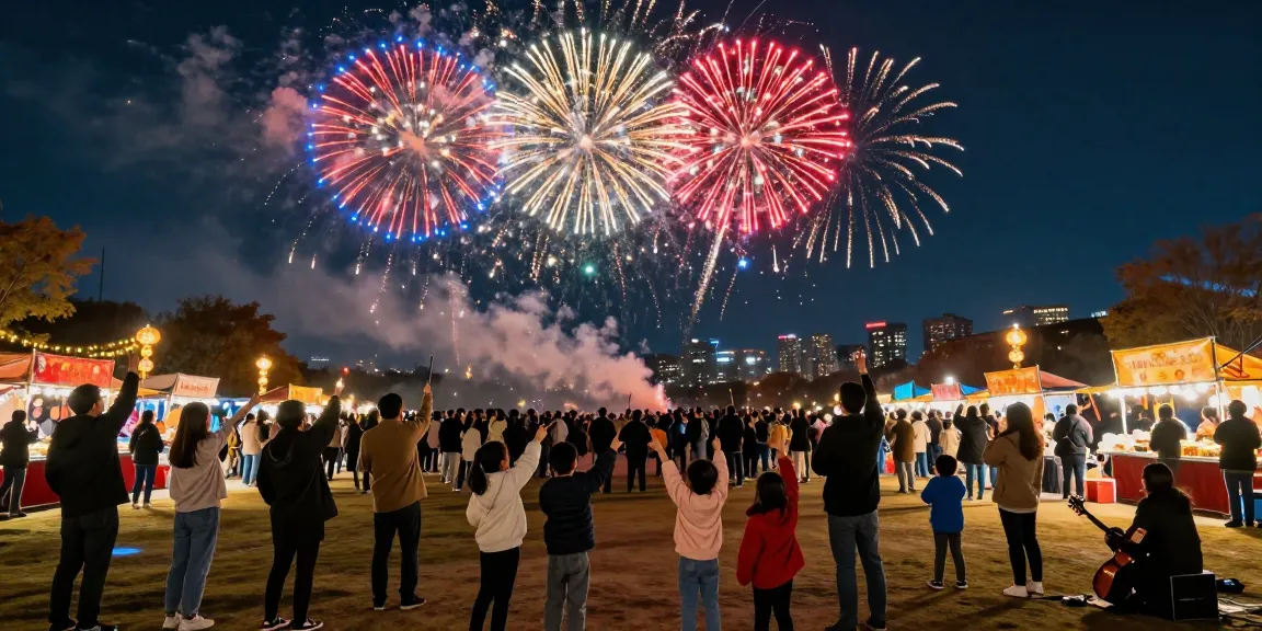 Manchester fireworks illuminating the night sky during a vibrant celebration, with crowds enjoying the display and festive atmosphere.