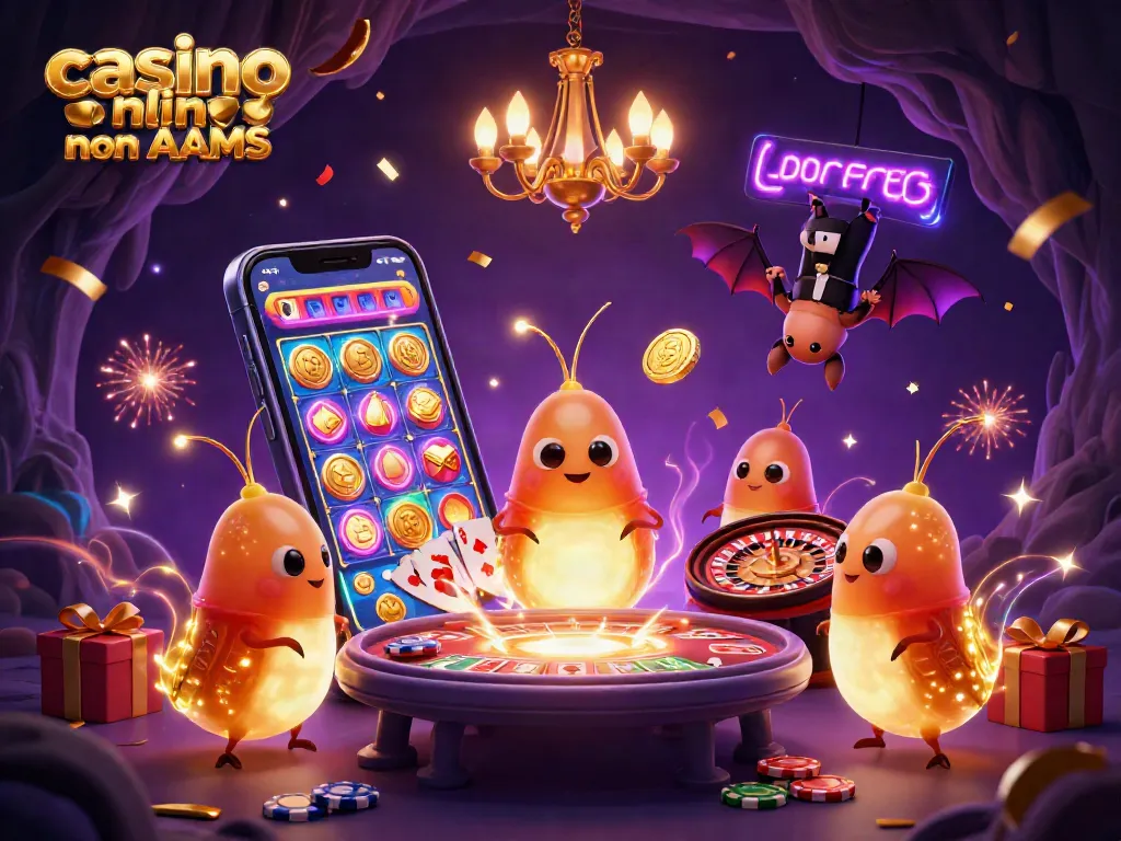 Gioca nei casinò online non AAMS con luci brillanti in un ambiente magico e festivo.