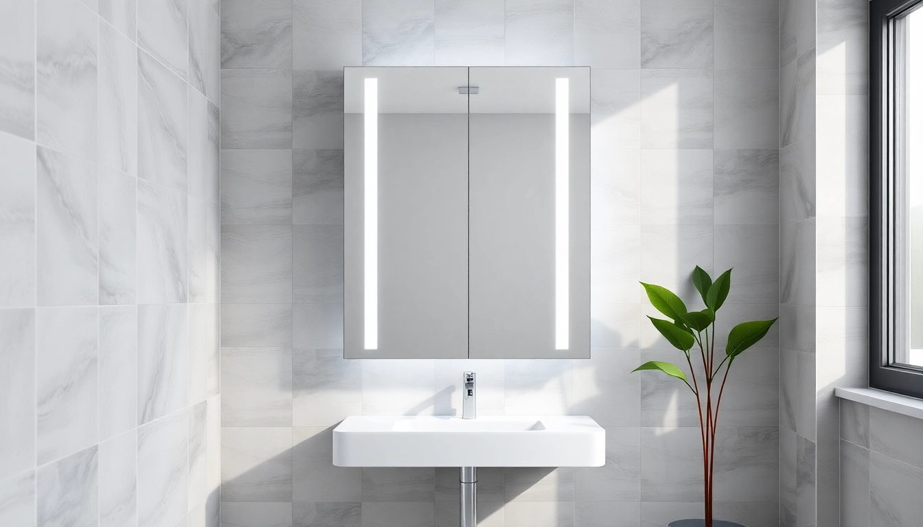 Showcase of an elegant led bathroom mirror cabinet highlighting modern design and luminous features.
