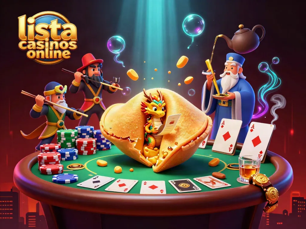 Juega en la lista casinos online mientras un dragón sabio lee un pergamino de fortuna en una escena mágica.