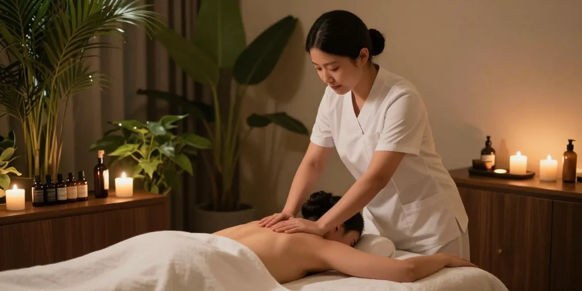 Client enjoying a 대구스웨디시 massage in a tranquil spa environment with aromatic candles and essential oils.