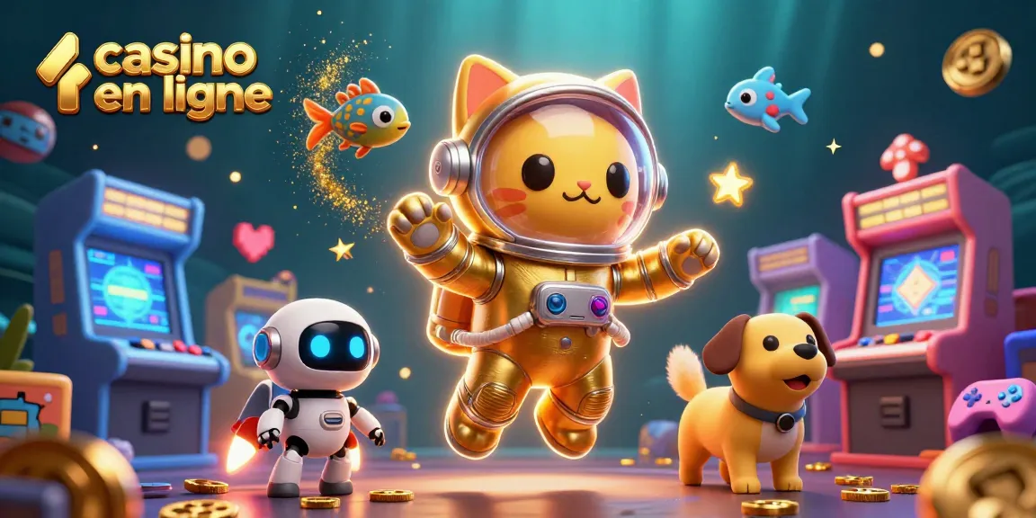 Gagnez en jouant au casino en ligne avec cette illustration captivante de notre astronaute félin et son compagnon robot