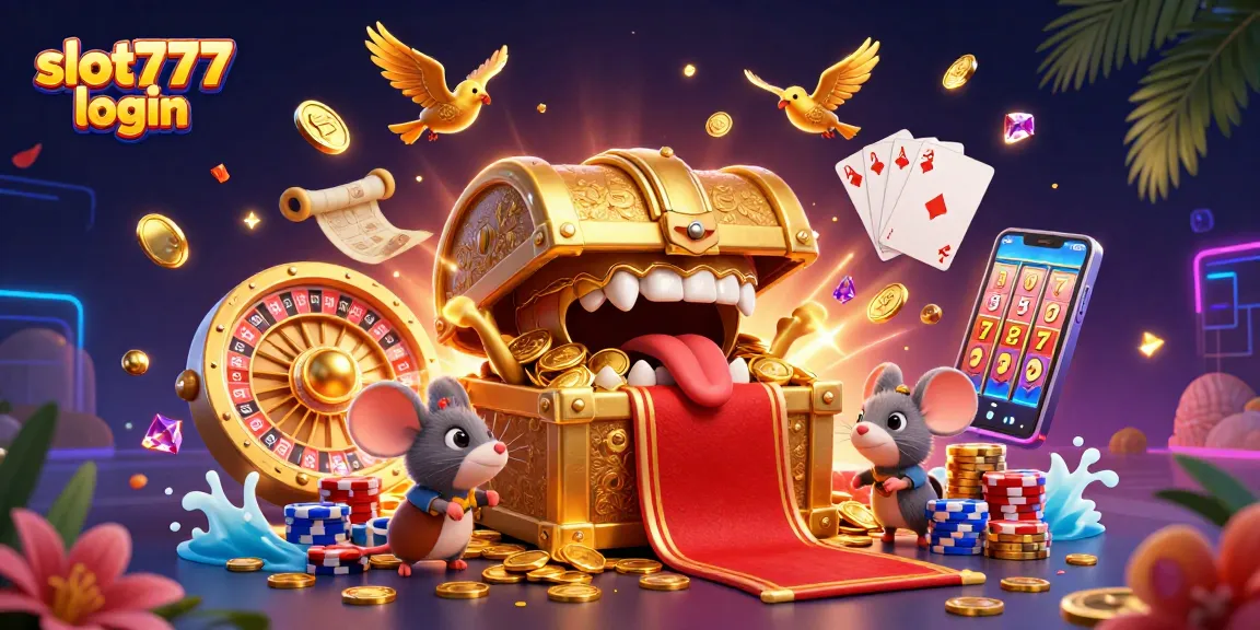 Tarikan slot777 login yang menggiurkan untuk para pemain judi online dengan harta karun emas.
