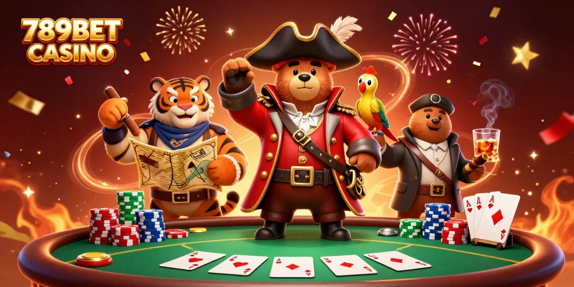 Bet big at 789BET CASINO with pirates and poker in a vibrant 3D scene.