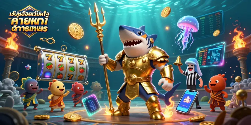 เล่นเกมสล็อตออนไลน์ที่ เว็บสล็อตเว็บตรง ค่ายใหญ่ ต่างประเทศ กับฉลามและมิตรสหายในฉากคาสิโนใต้ทะเล