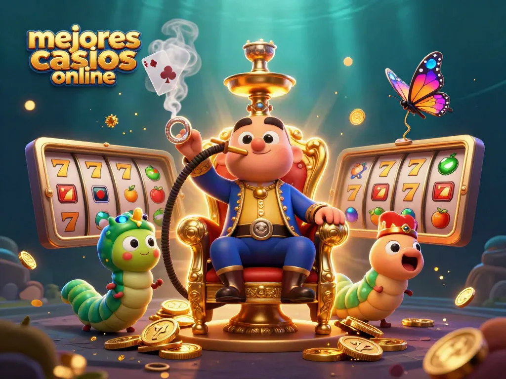 Disfruta de los mejores casinos online en esta colorida ilustración 3D llena de símbolos de juego.