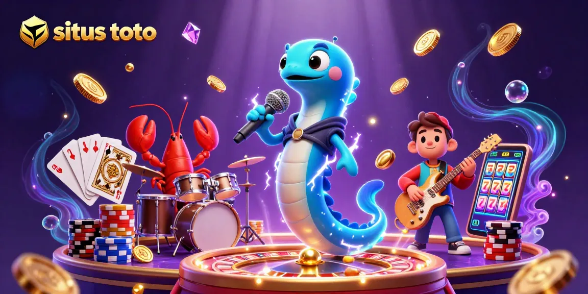 Engage with situs toto featuring an electric eel DJ, vibrant casino elements, and rich 3D underwater ambiance.