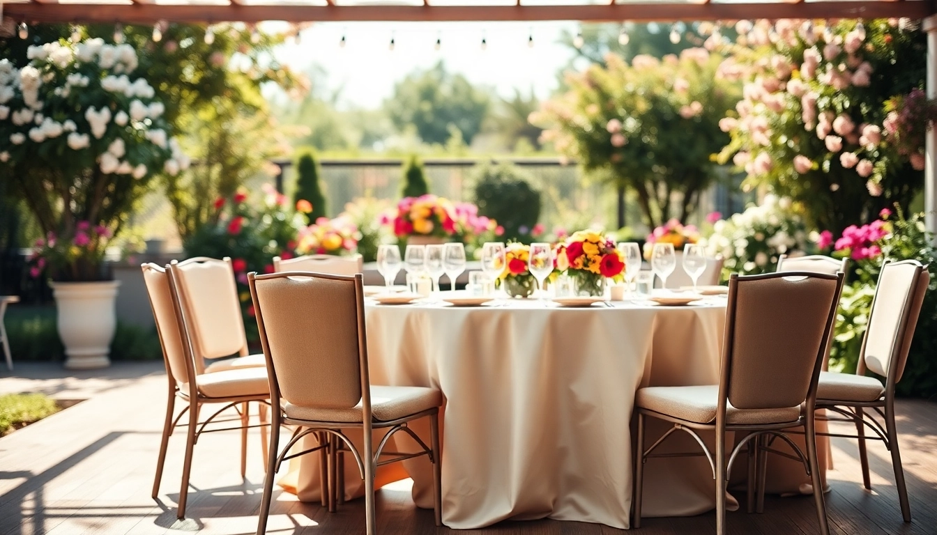 Showcasing stunning Table & Chair Rentals for an elegant outdoor event set up.
