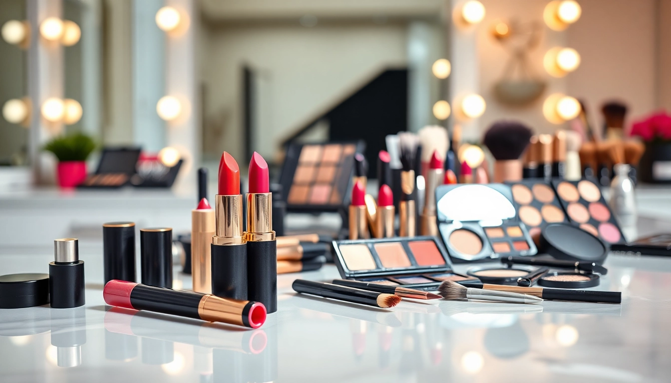 Explore wholesale makeup suppliers with an elegant display of various vibrant cosmetic products.