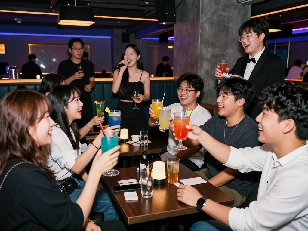 Engaging nightlife atmosphere at 인천쓰리노 with lively guests and attractive hosts.