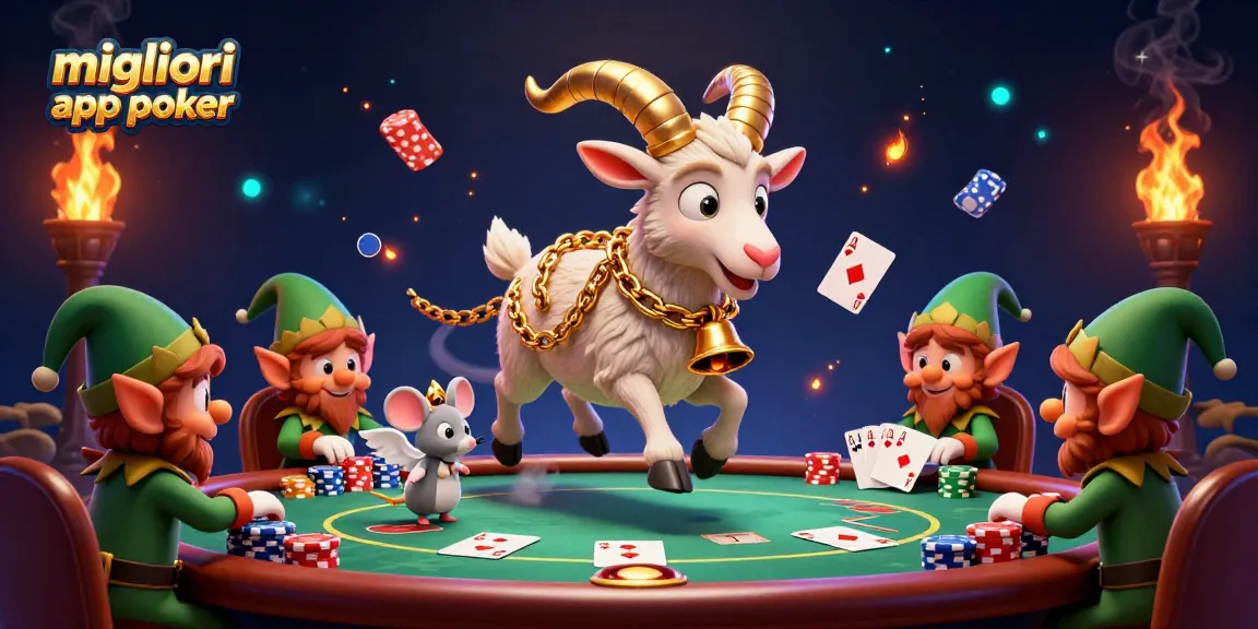 Migliori app poker: scenario di un casinò con un Krampus e topolino angelo in azione durante una partita di poker.