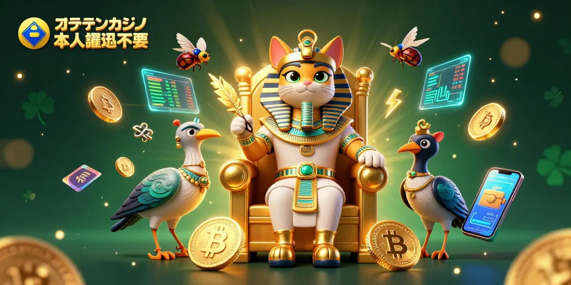 オンラインカジノ 本人確認不要で仮想通貨を利用する楽しさを表現したイラスト