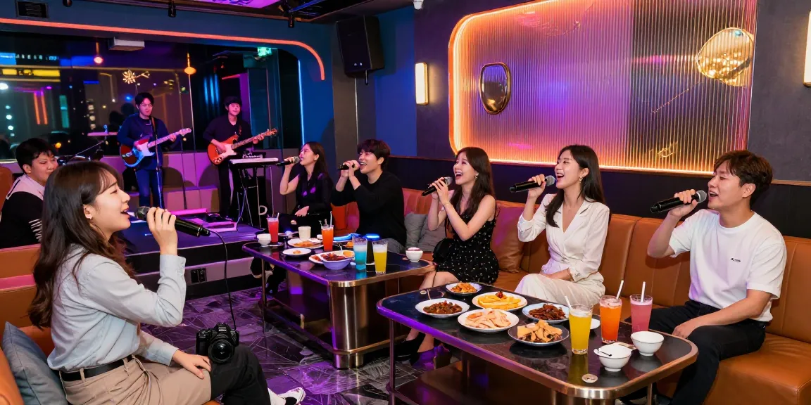 Experience the vibrant atmosphere of 인천쓰리노 with guests enjoying karaoke and drinks in a stylish lounge.