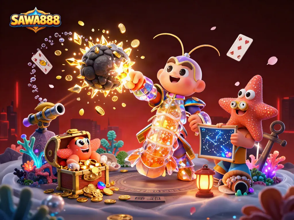 Engage in thrilling gameplay with SAWA888 in a vibrant 3D casino adventure.