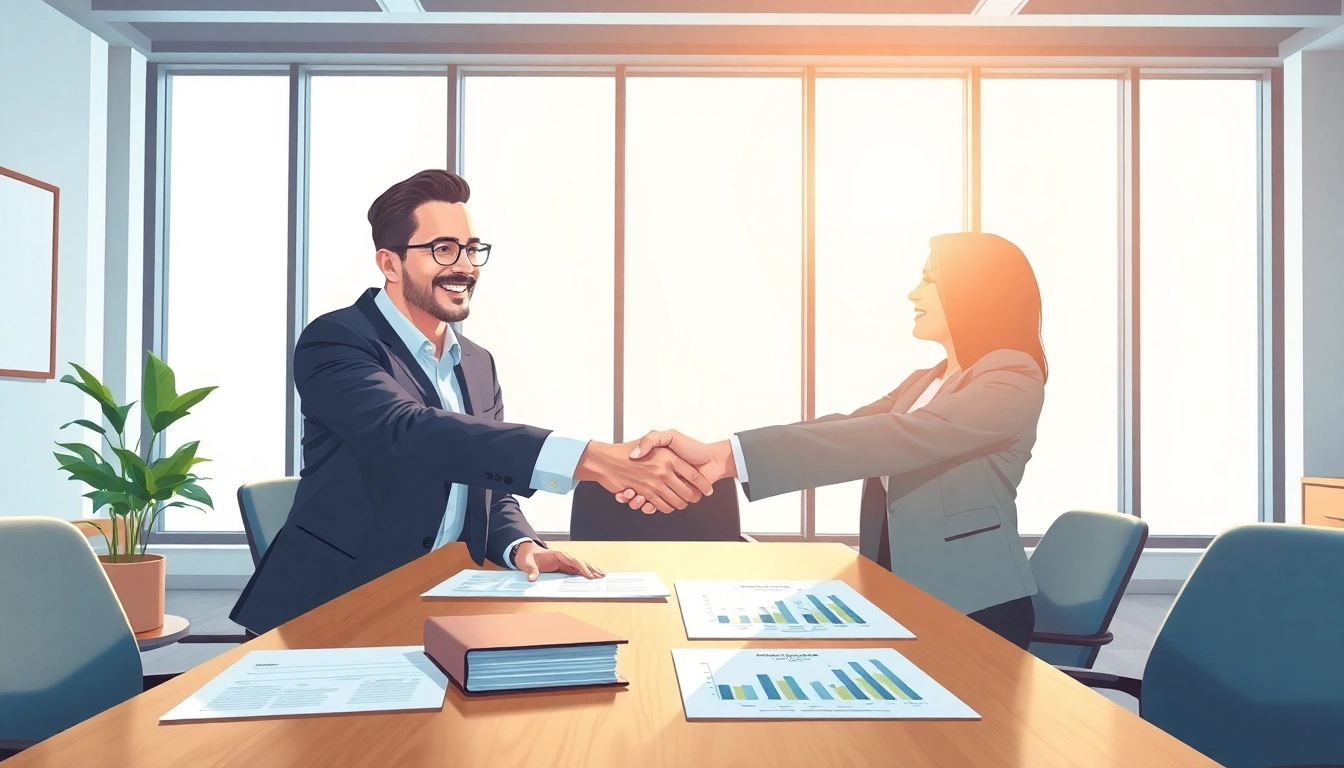 Engaging session on debt collection uk depicting a professional handshake and documents.