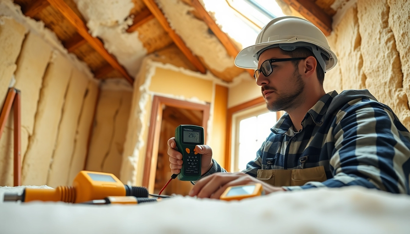 Inspecting damp areas where spray foam causing damp issues may arise.
