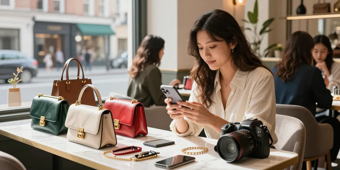 Experience luxury shopping at a 레플리카 쇼핑몰 with stylish merchandise in a trendy café.
