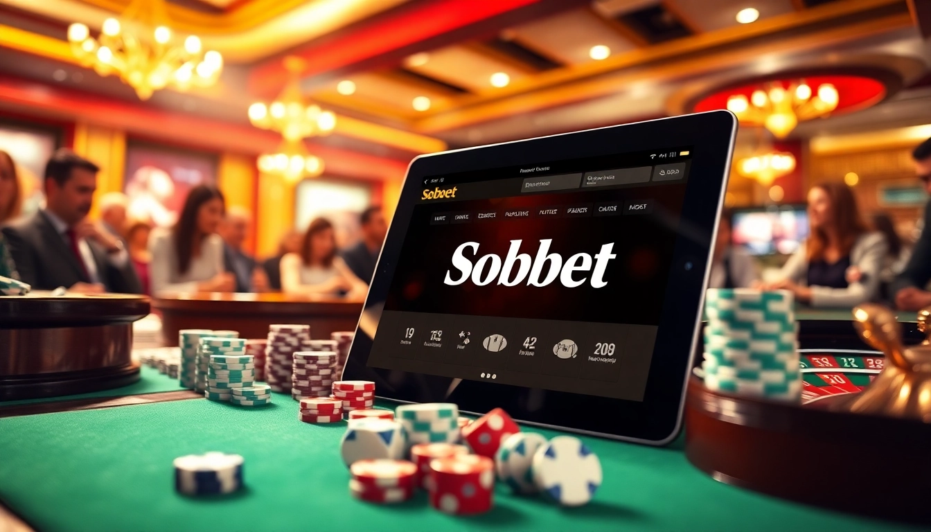 Experience sbobet login terbaru with vibrant online betting visuals featuring casino elements.