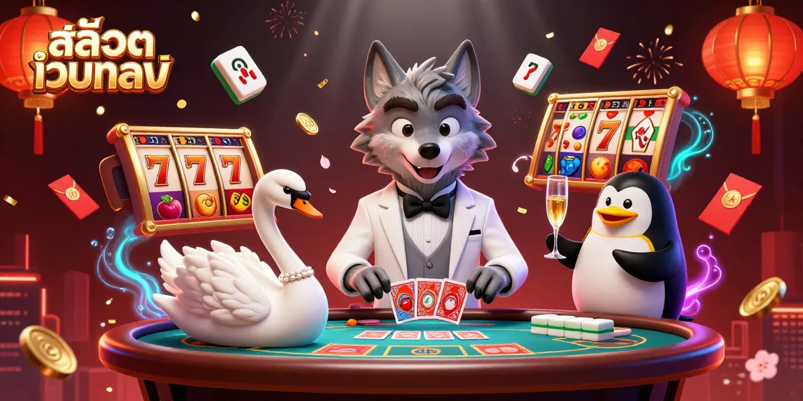 Experience the excitement of สล็อตเว็บตรง with a 3D digital illustration showcasing characters actively engaging in thrilling casino gameplay.