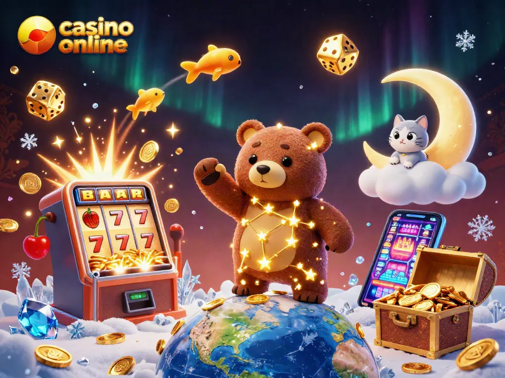 Disfruta de juegos de casino online con una ilustración mágica llena de estrellas y simbolismos