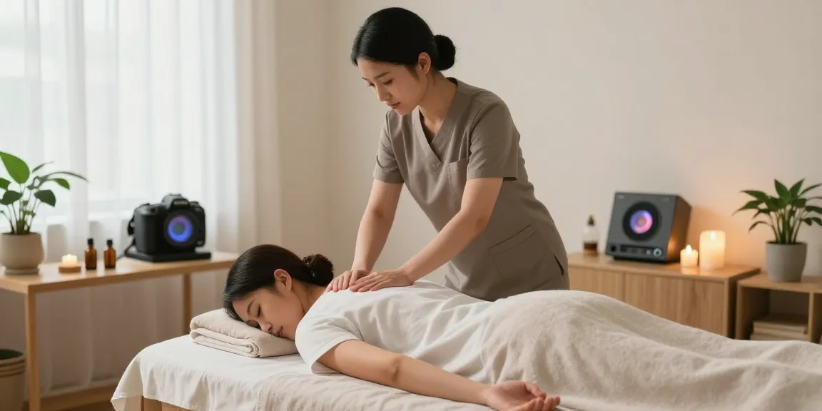 역곡출장마사지 전문 마사지사가 고객에게 편안한 마사지를 제공하는 모습