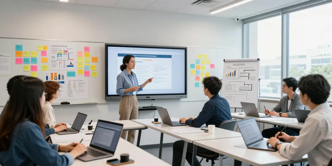 Mastering Conversion-optimized landing pages in an interactive digital marketing course with collaborative students.