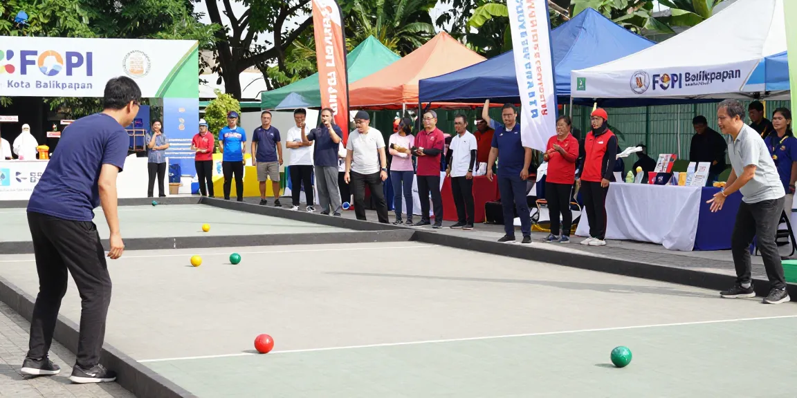 FOPI Kota Balikpapan dalam kompetisi olahraga petanque yang penuh semangat.
