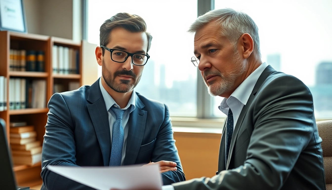 Truck accident attorney Clearwater consulting with a client in a professional office environment.