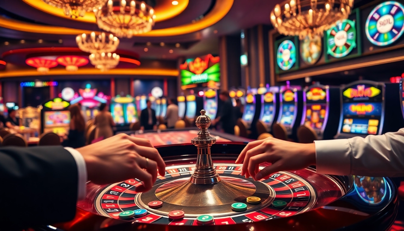 Experience the excitement and luxury of gambling at https://gg88.gold/ with a vibrant roulette table scene.