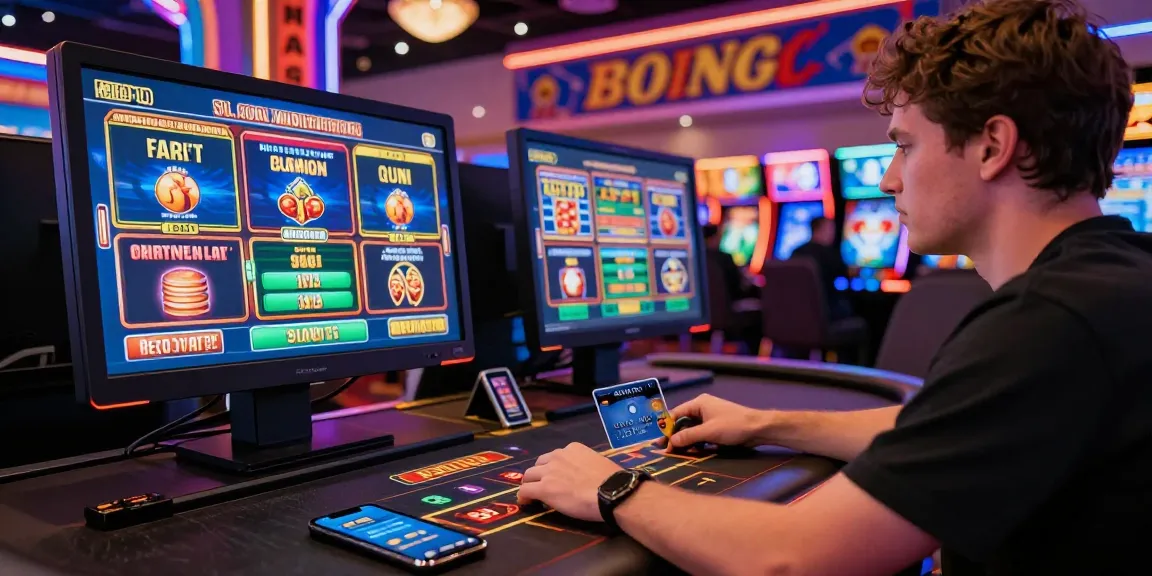 Engaging casino gaming experience at https://brcs.co.uk with vibrant online gaming options and a player using credit card for payments.