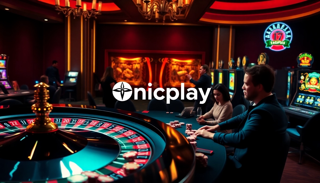 Experience thrilling gameplay on Onicplay with vibrant slot machines and elegant casino elements.