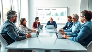 Business owners discussing retirement planning strategies San Antonio in a professional office.