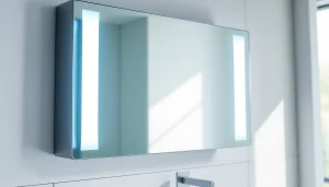 Wählen Sie den eleganten sonni Spiegelschrank für das Badezimmer mit stilvollem LED-Licht.