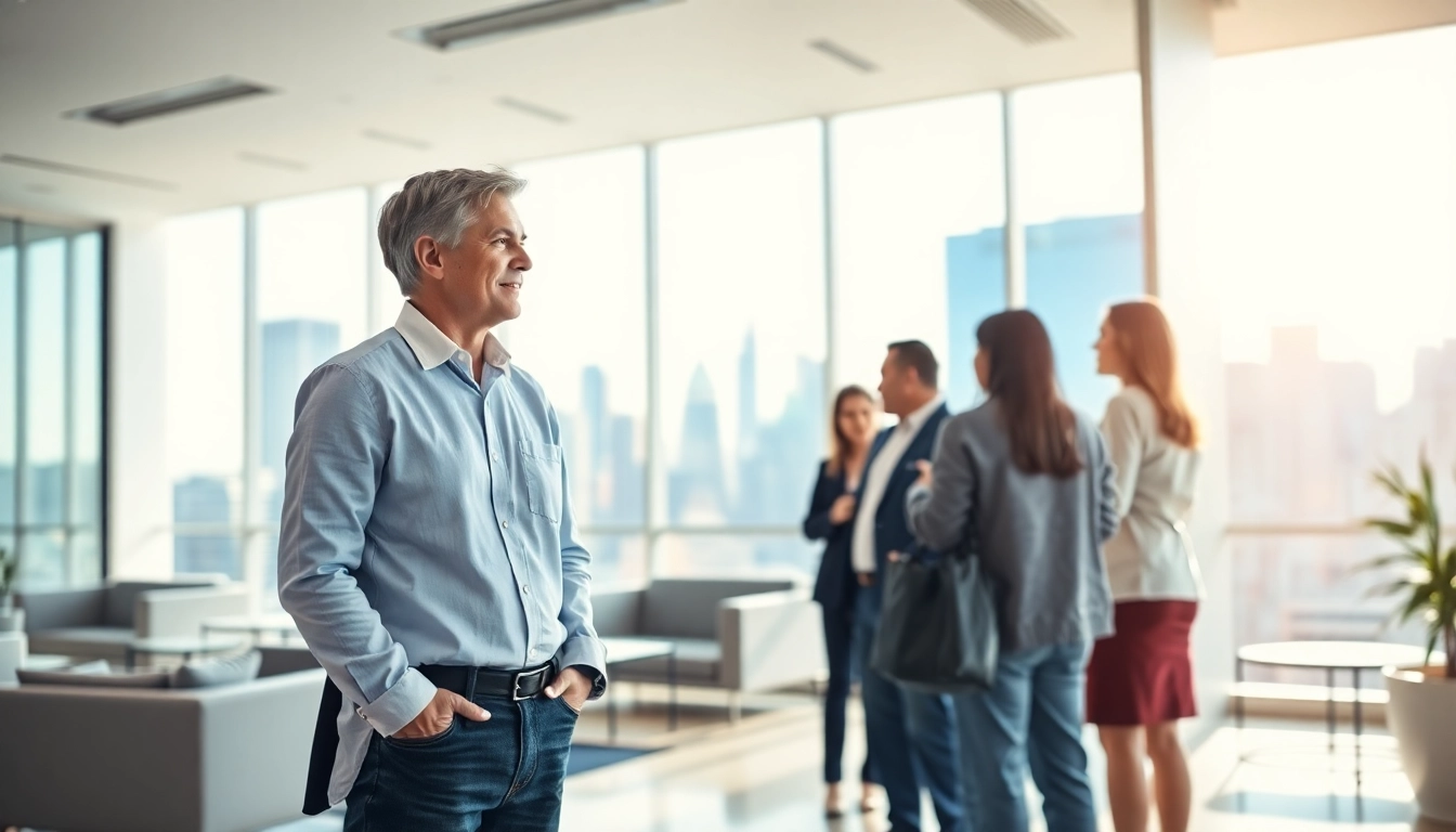 Showcase a real estate office highlighting customer interactions for effective service.