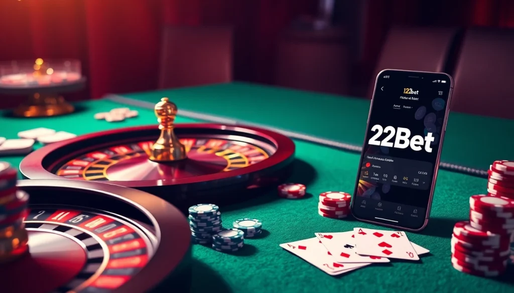 Experience seamless betting with ink vao 12bet on a high-end smartphone in a luxurious casino setting.
