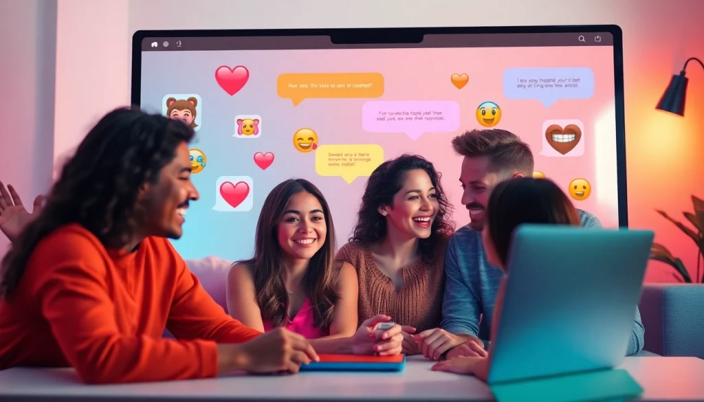 Exciting online sex chat scene with diverse users engaging in a playful digital environment.