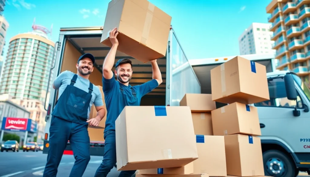 Team of professional movers loading boxes into a truck, representing the best moving company in Vancouver.