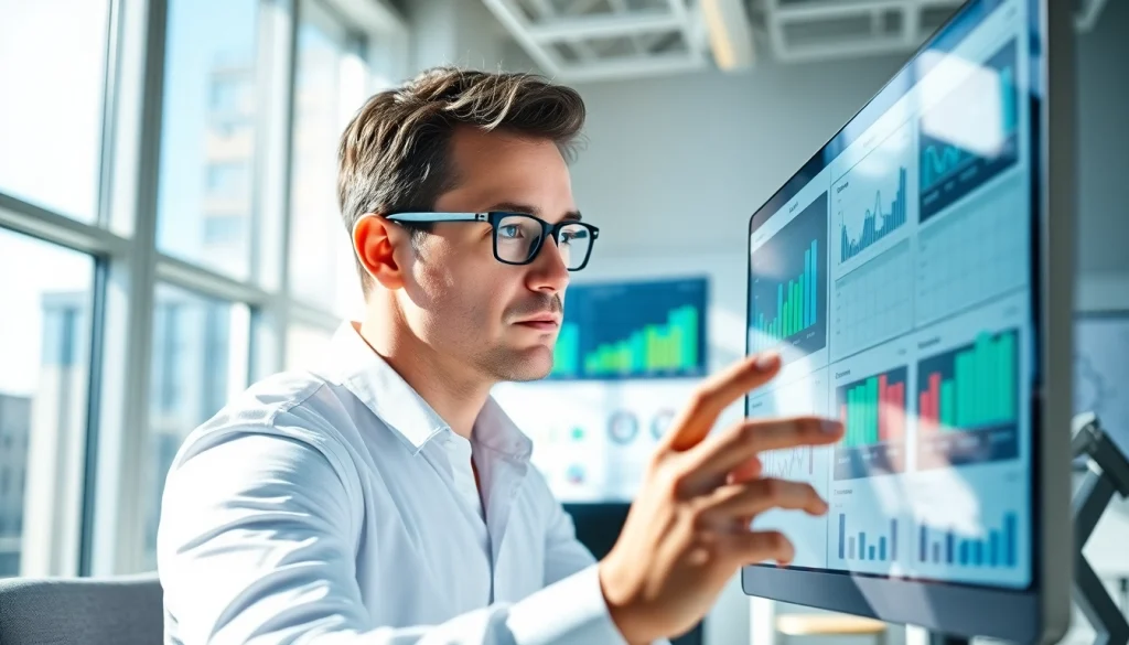 Analyze competitor pricing strategies with visual data in a modern office.