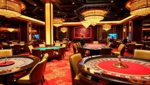 SAY88 com offers an exciting gaming experience with vibrant casino tables, cards, and players engaged in thrilling action.